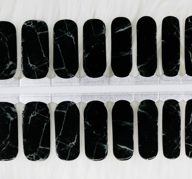 Black marble nail wrap